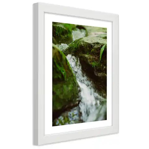 ⁨White framed poster, Rushing River (Size 20x30)⁩ at Wasserman.eu