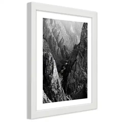 ⁨White frame poster, Black and white mountain landscape (Size 70x100)⁩ at Wasserman.eu