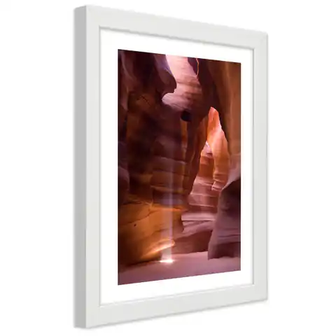 ⁨Poster in white frame, Rays of the sun in a cave (Size 30x45)⁩ at Wasserman.eu