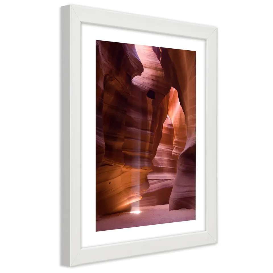 ⁨Poster in white frame, Rays of the sun in a cave (Size 30x45)⁩ at Wasserman.eu