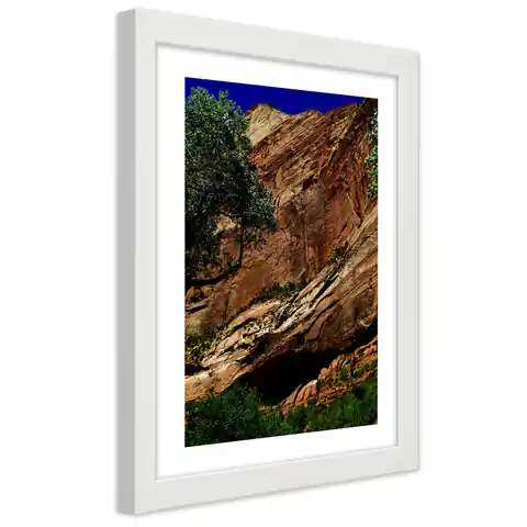 ⁨White framed poster, Rock landscape (Size 30x45)⁩ at Wasserman.eu