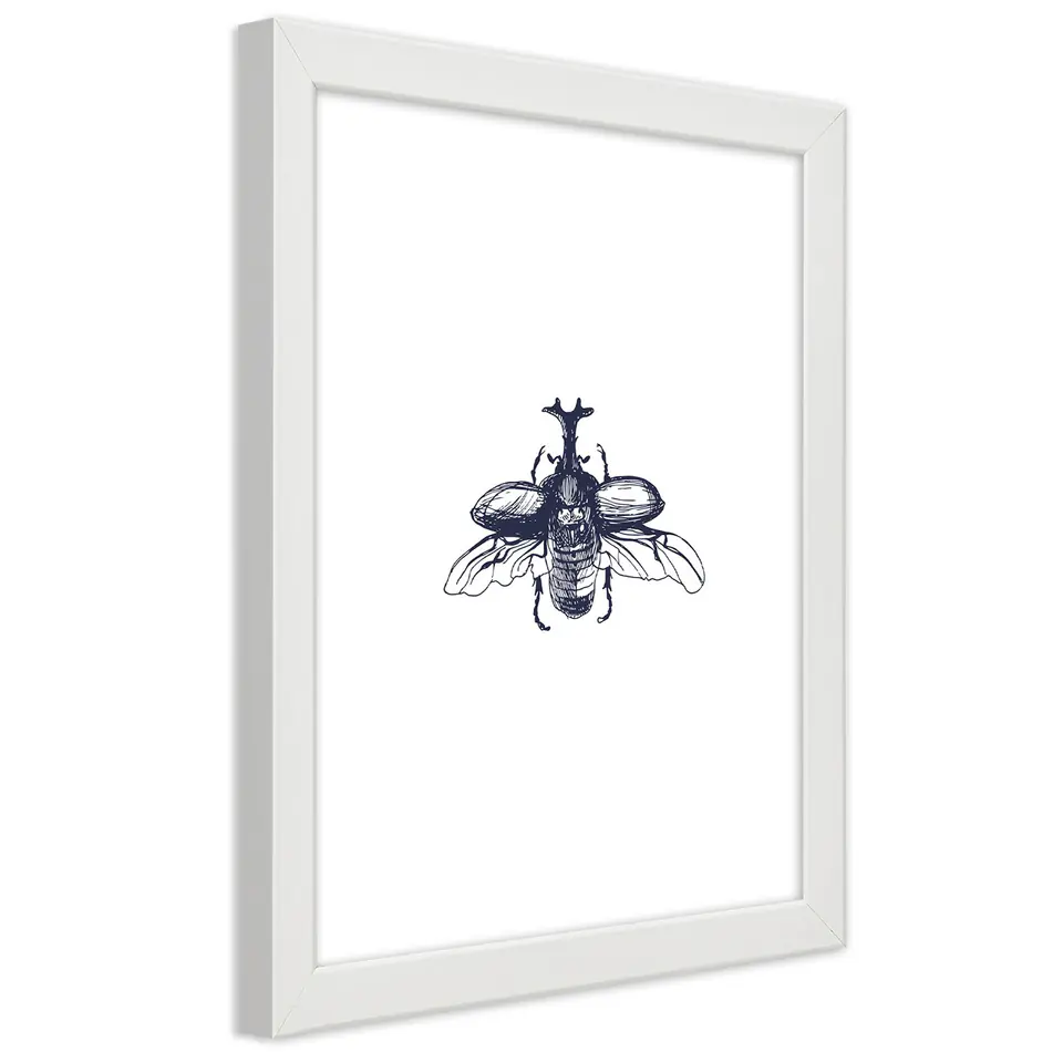 ⁨White frame poster, Flying Beetle (Size 30x45)⁩ at Wasserman.eu