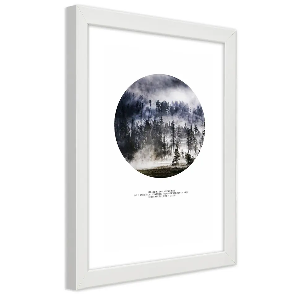⁨Poster in white frame, Forest in fog (Size 30x45)⁩ at Wasserman.eu