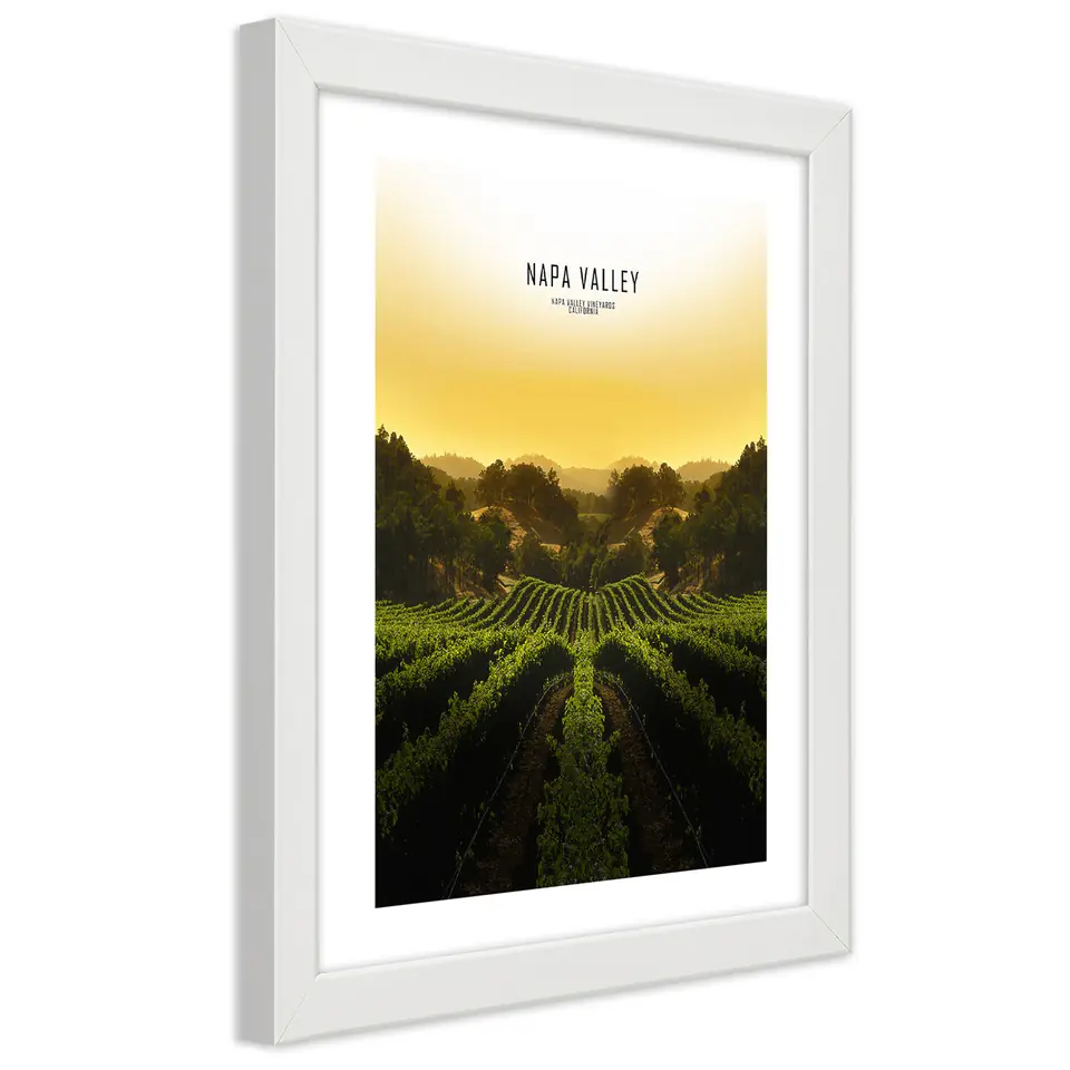 ⁨White frame poster, Vineyards in Napa Vallley (Size 60x90)⁩ at Wasserman.eu