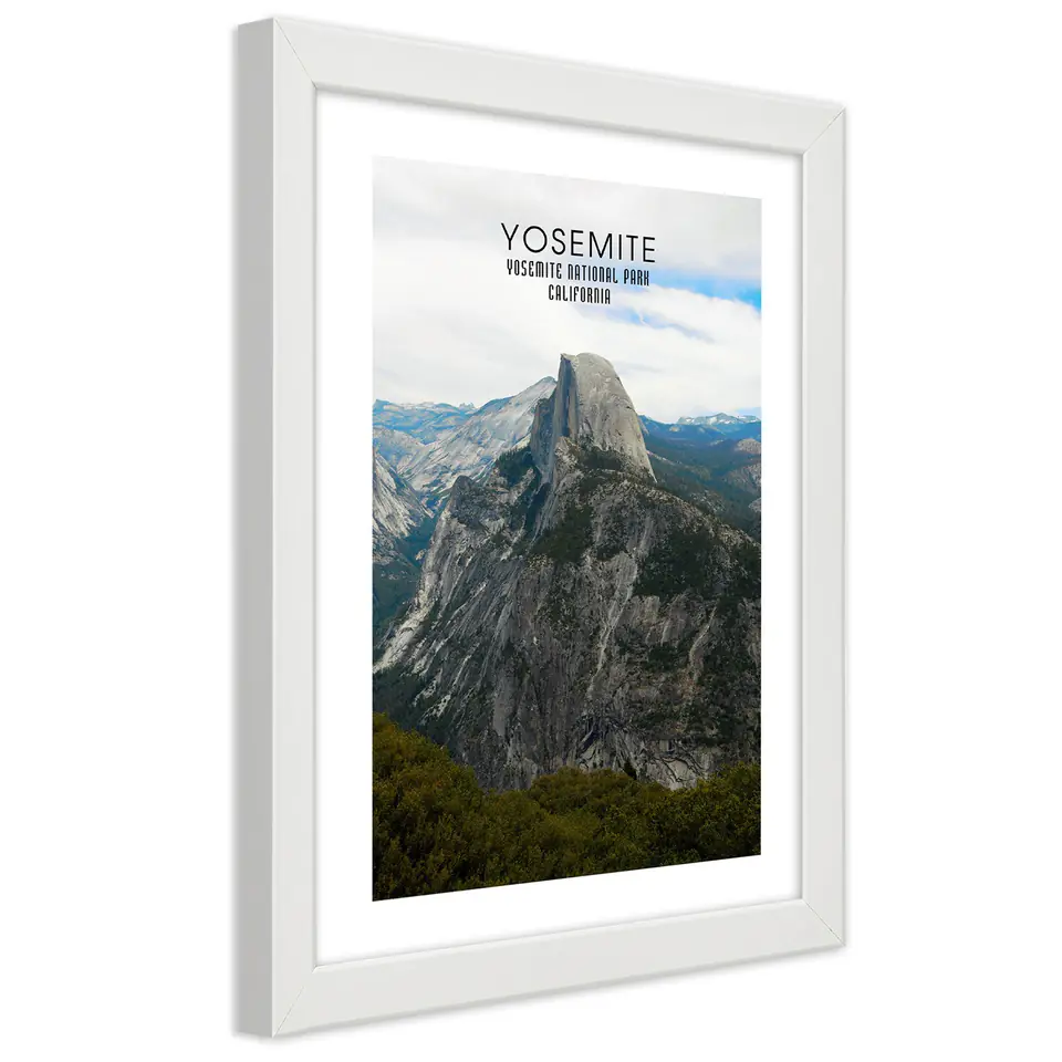 ⁨White Frame Poster, Yosemite National Park Rock (Size 60x90)⁩ at Wasserman.eu