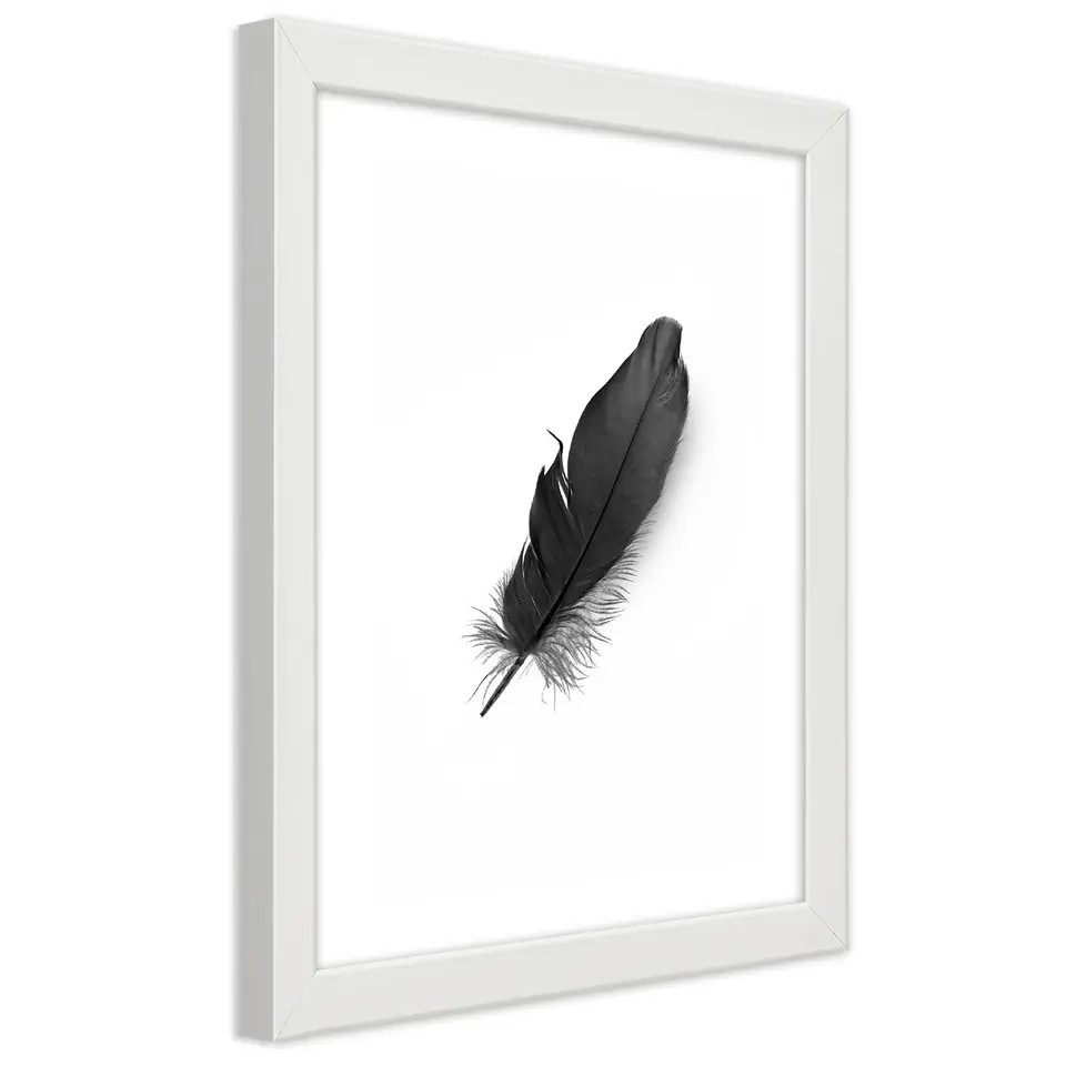 ⁨White frame poster, Black Feather (Size 60x90)⁩ at Wasserman.eu