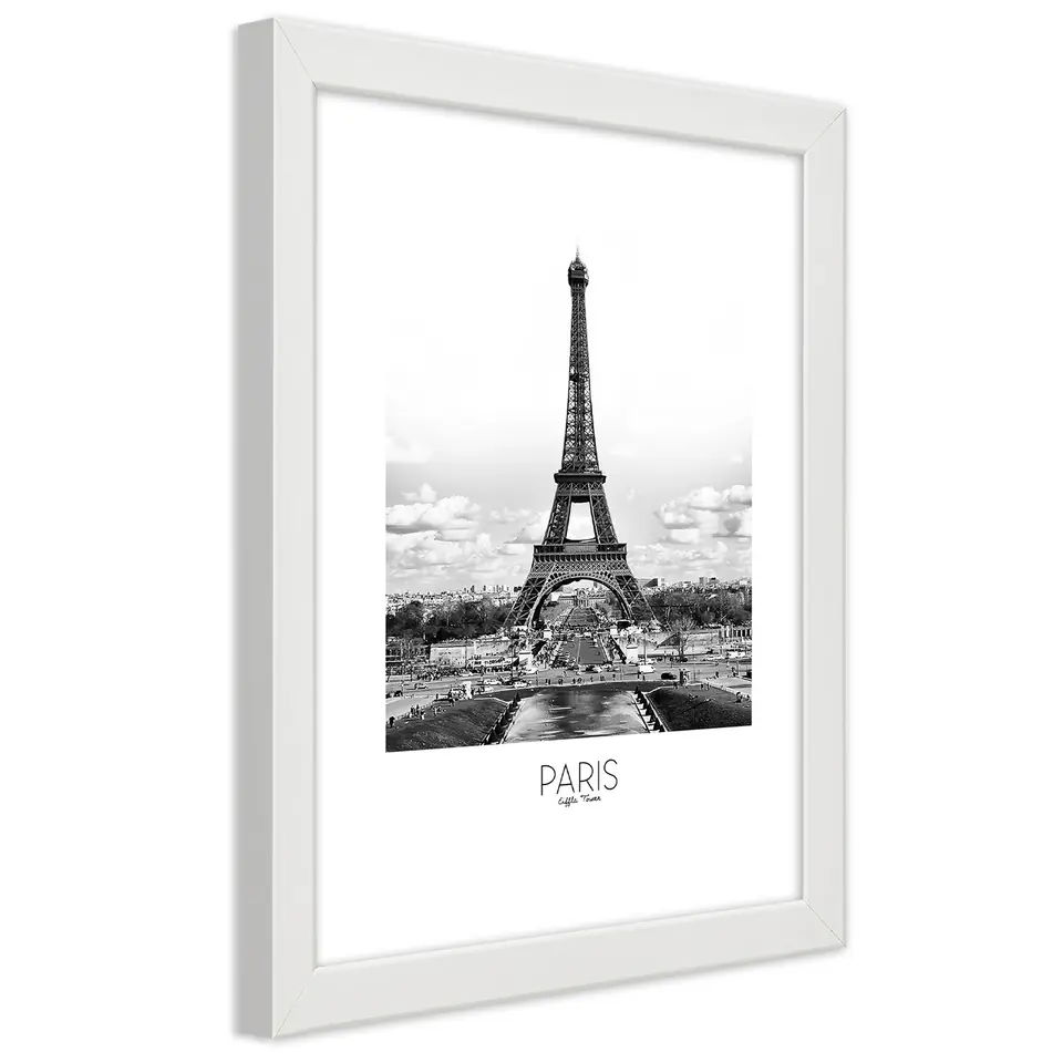 ⁨White Frame Poster, Iconic Eiffel Tower (Size 70x100)⁩ at Wasserman.eu