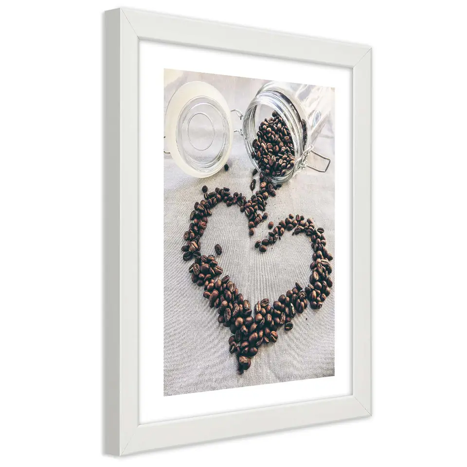 ⁨White frame poster, Coffee Love (Size 70x100)⁩ at Wasserman.eu