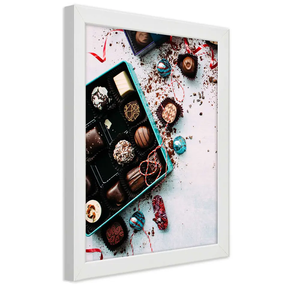 ⁨White frame poster, Colorful pralines (Size 60x90)⁩ at Wasserman.eu