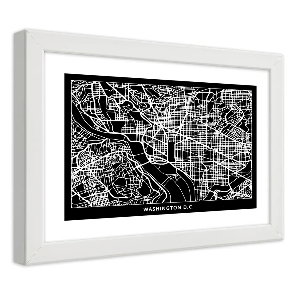 ⁨White Frame Poster, Washington City Plan (Size 100x70)⁩ at Wasserman.eu