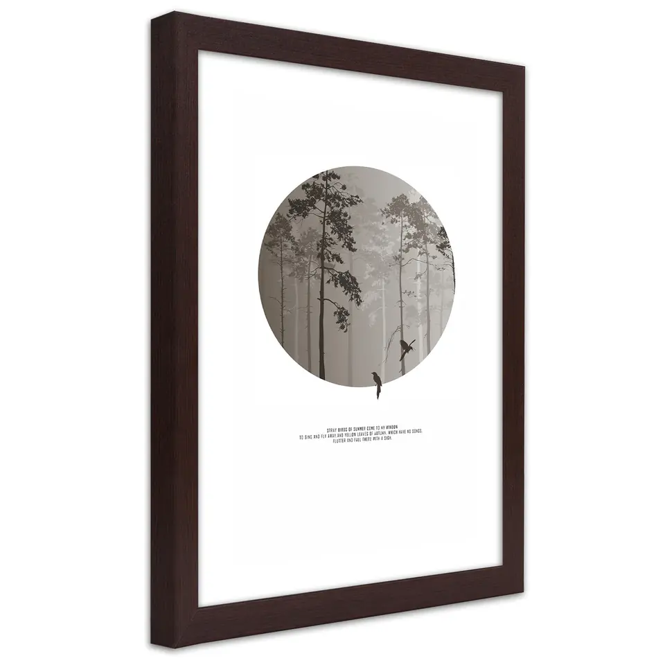 ⁨Bronze frame poster, Birds in the forest (Size 60x90)⁩ at Wasserman.eu