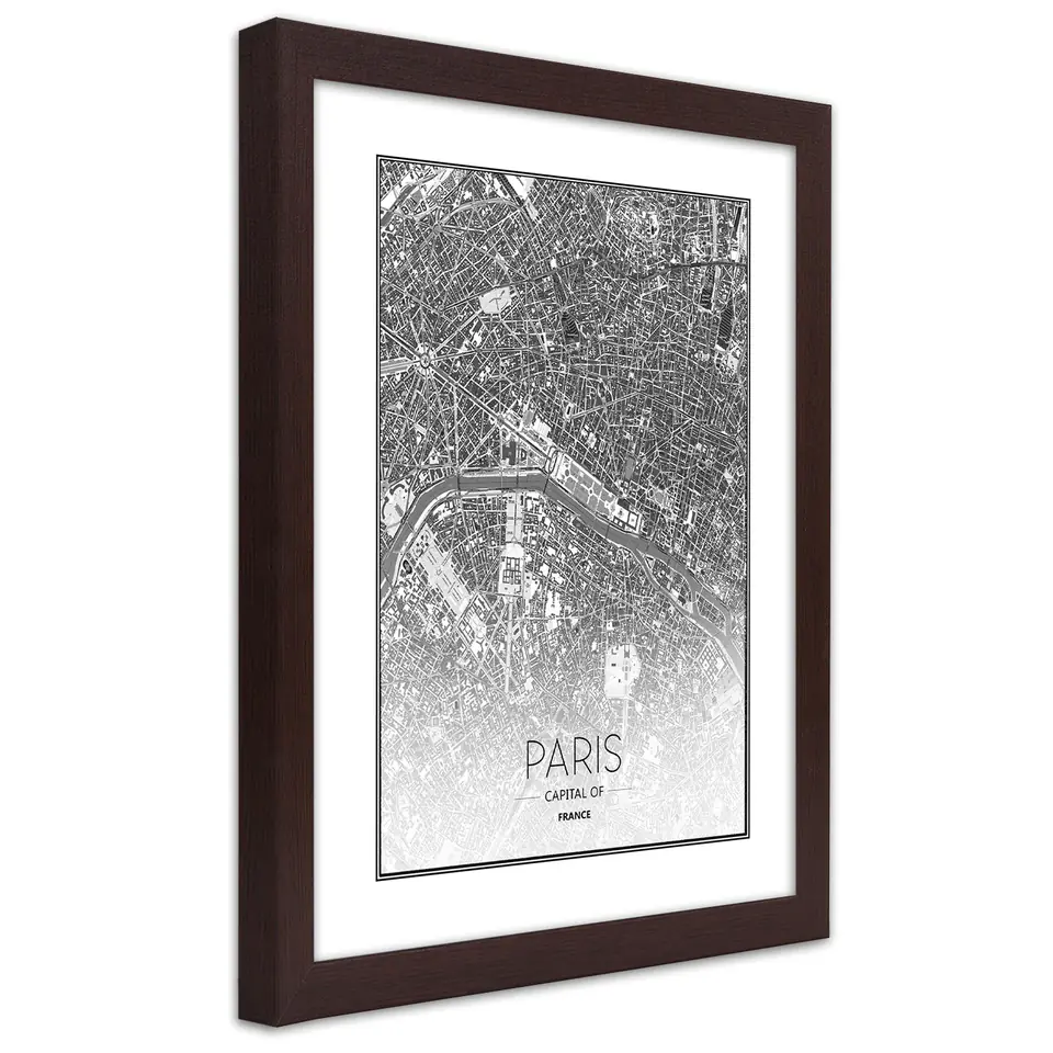 ⁨Poster in bronze frame, Plan of Paris (Size 30x45)⁩ at Wasserman.eu