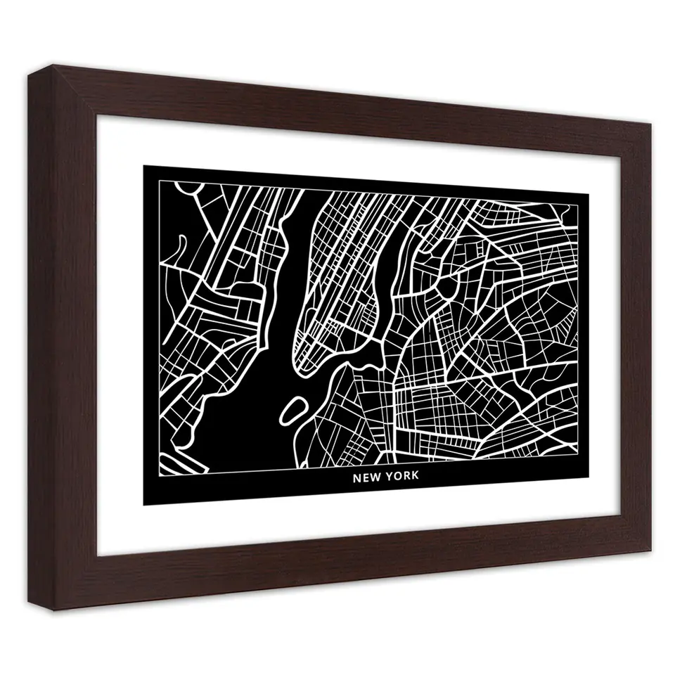 ⁨Bronze frame poster, New York City Plan (Size 100x70)⁩ at Wasserman.eu