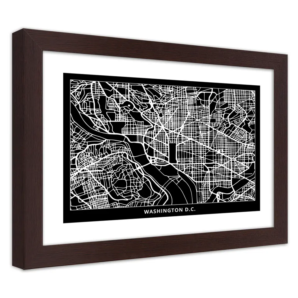 ⁨Bronze Frame Poster, Washington City Plan (Size 100x70)⁩ at Wasserman.eu