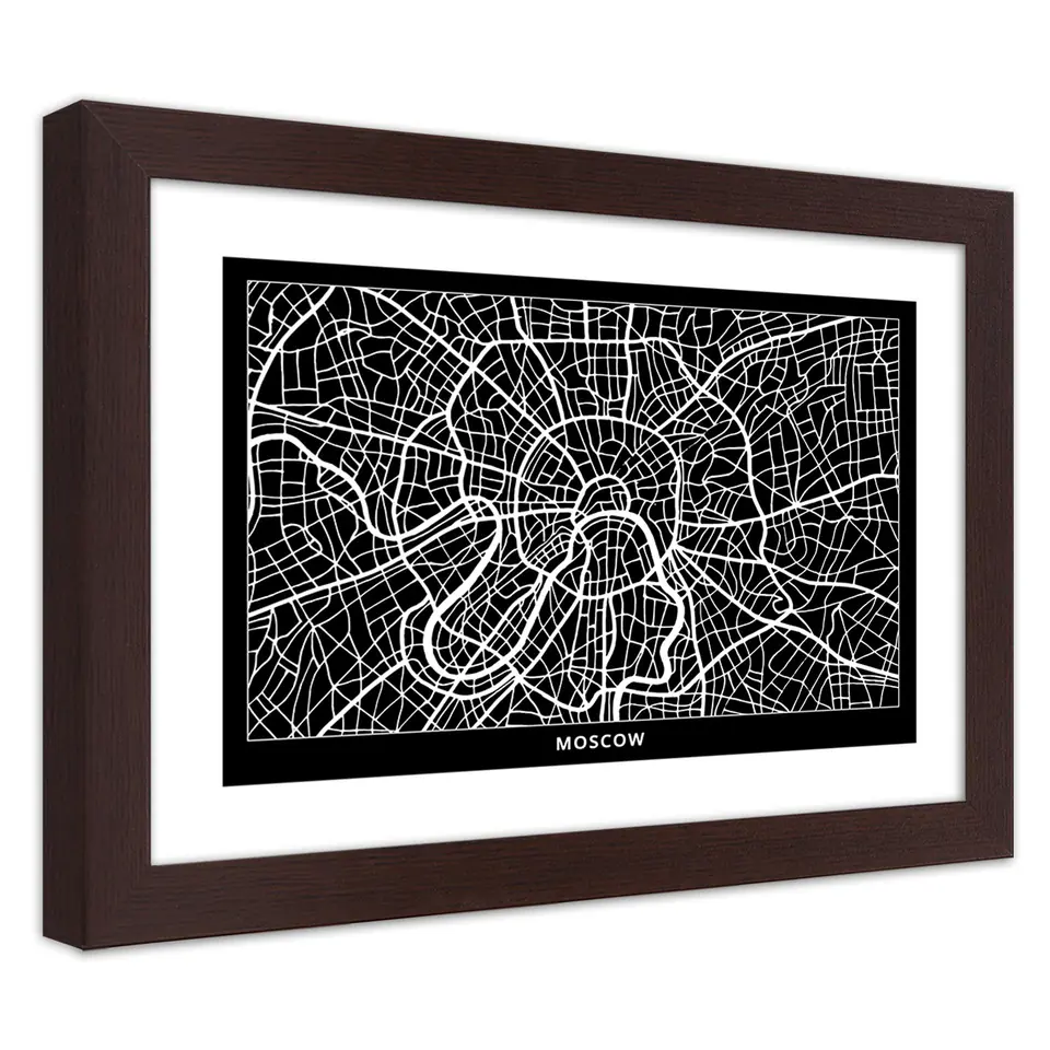 ⁨Poster in bronze frame, City plan Moscow (Size 45x30)⁩ at Wasserman.eu