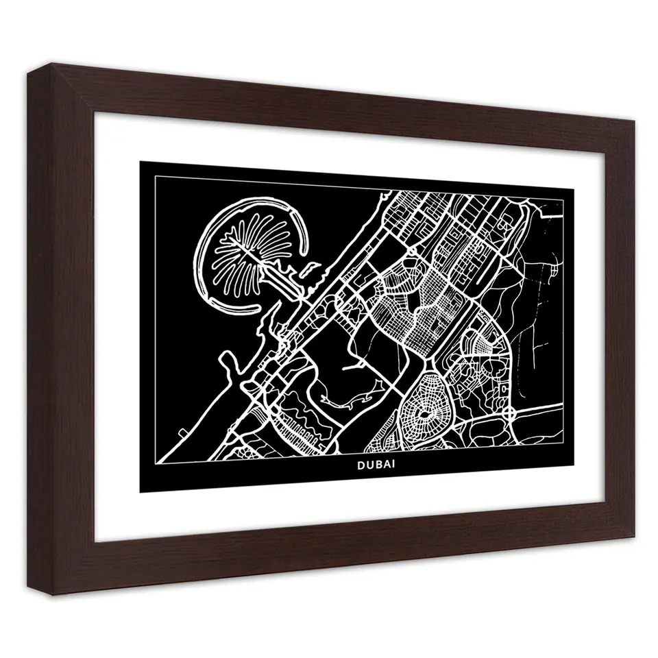 ⁨Poster in bronze frame, Dubai City Plan (Size 30x20)⁩ at Wasserman.eu