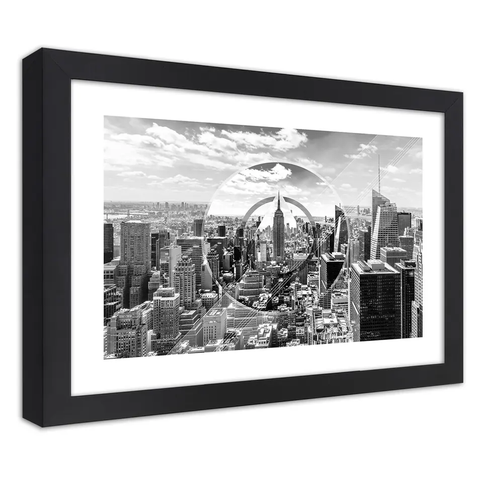 ⁨Black Frame Poster, Skyscraper View (Size 90x60)⁩ at Wasserman.eu