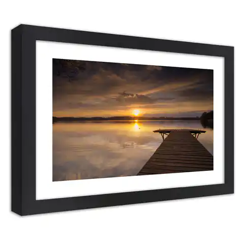 ⁨Poster in black frame, Pier on the lake (Size 60x40)⁩ at Wasserman.eu