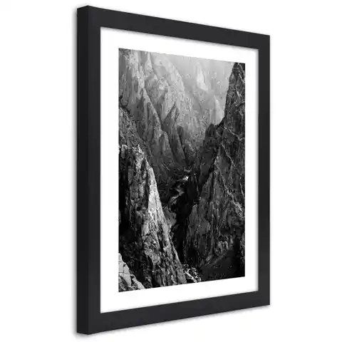 ⁨Poster in black frame, Black and white mountain landscape (Size 60x90)⁩ at Wasserman.eu