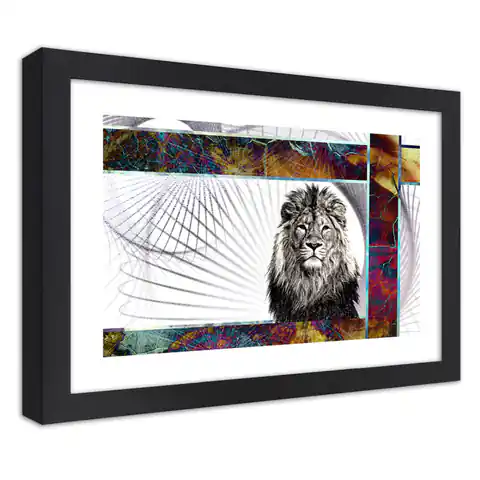 ⁨Poster in black frame, Majestic lion (Size 30x20)⁩ at Wasserman.eu