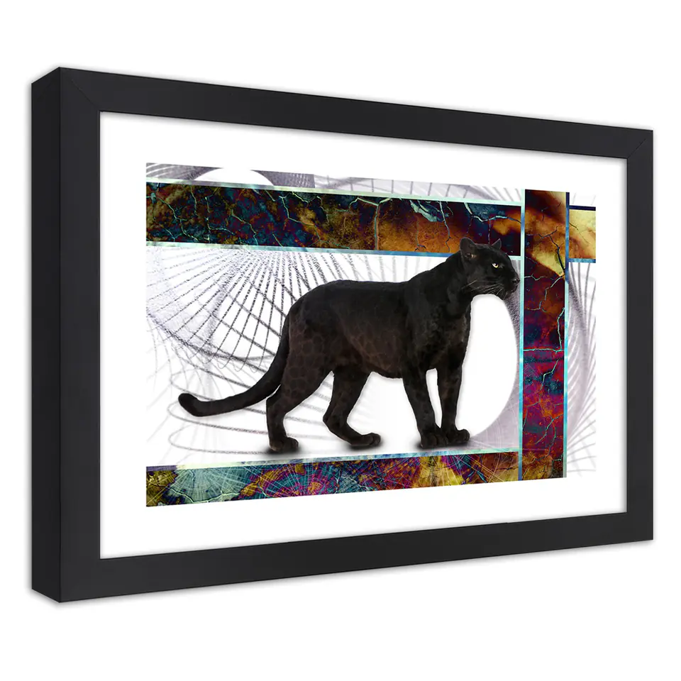 ⁨Black frame poster, Alert Panther (Size 90x60)⁩ at Wasserman.eu