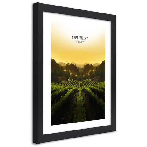 ⁨Black framed poster, Vineyards in Napa Vallley (Size 40x60)⁩ at Wasserman.eu