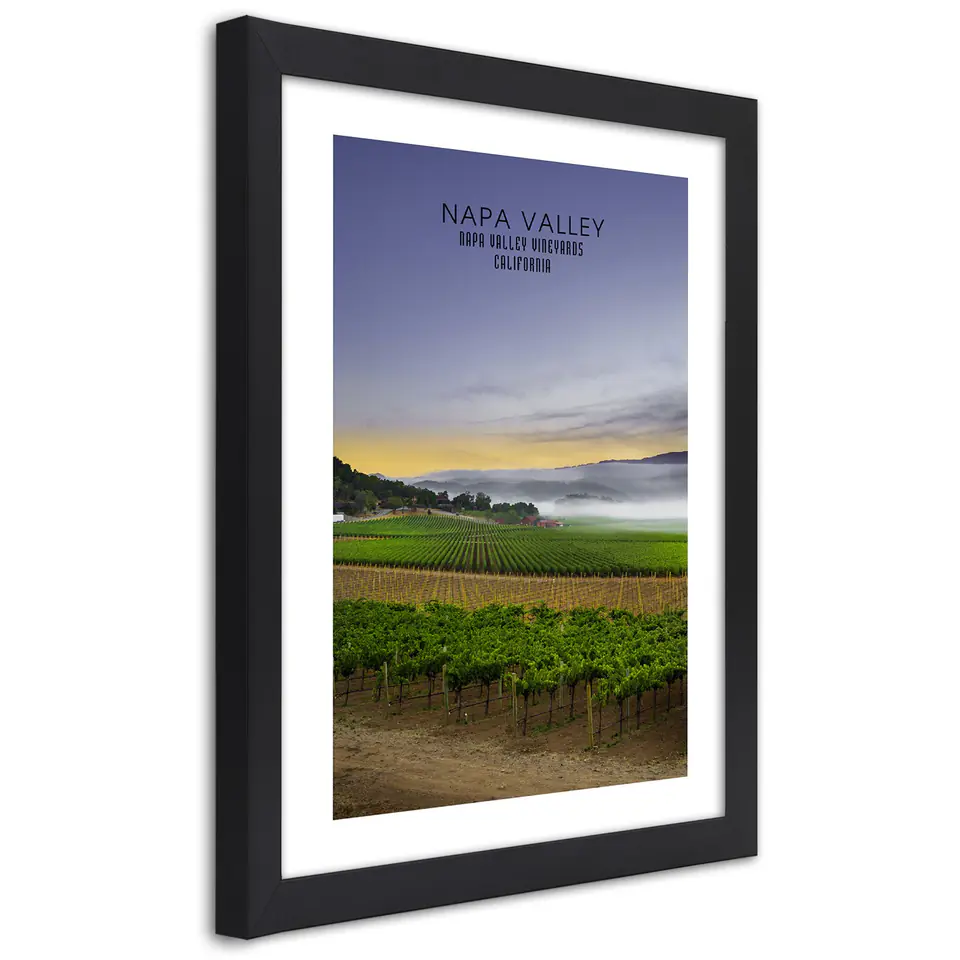 ⁨Poster in black frame, Evening at napa Valley (Size 60x90)⁩ at Wasserman.eu