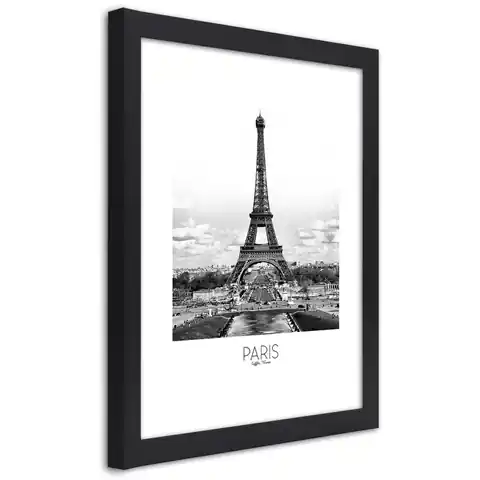 ⁨Black Frame Poster, Iconic Eiffel Tower (Size 60x90)⁩ at Wasserman.eu
