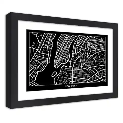 ⁨Obraz w ramie, Plan miasta Nowy Jork (Rozmiar 100x70)⁩ w sklepie Wasserman.eu
