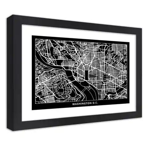⁨Obraz w ramie, Plan miasta Waszyngton (Rozmiar 90x60)⁩ w sklepie Wasserman.eu
