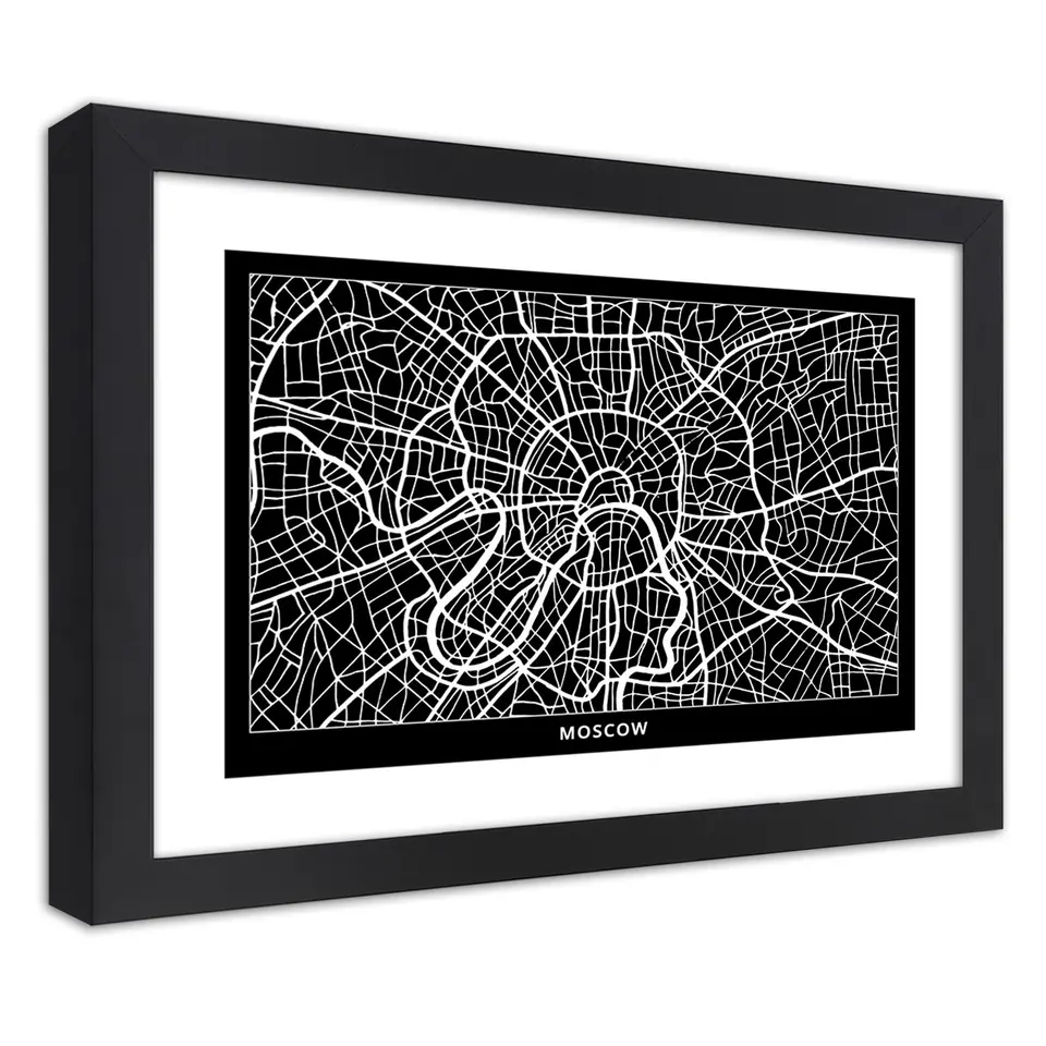 ⁨Poster in black frame, City plan Moscow (Size 45x30)⁩ at Wasserman.eu