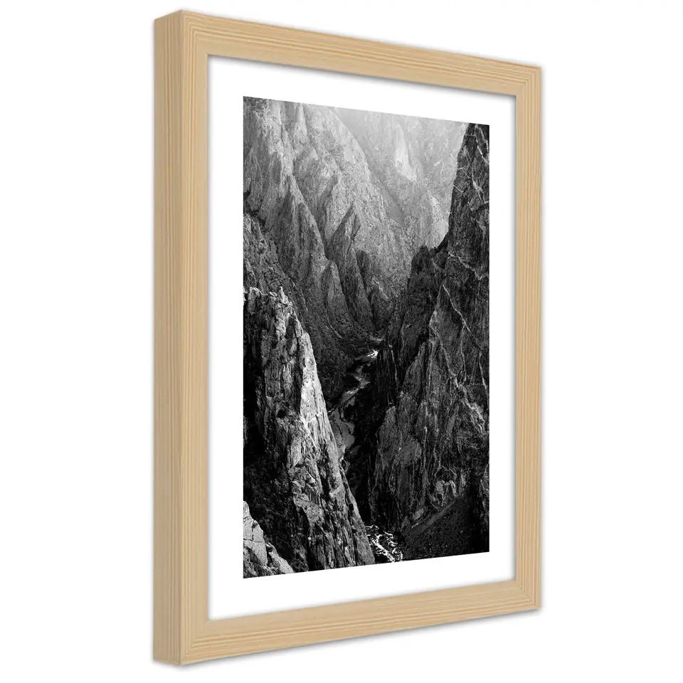 ⁨Obraz w ramie, Czarno-biały krajobraz górski (Rozmiar 30x45)⁩ w sklepie Wasserman.eu