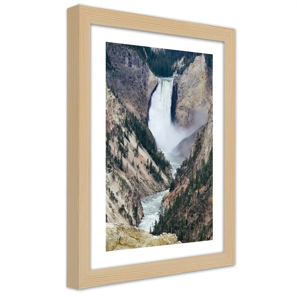 ⁨Natural Frame Poster, Great Waterfall in the Mountains (Size 40x60)⁩ at Wasserman.eu