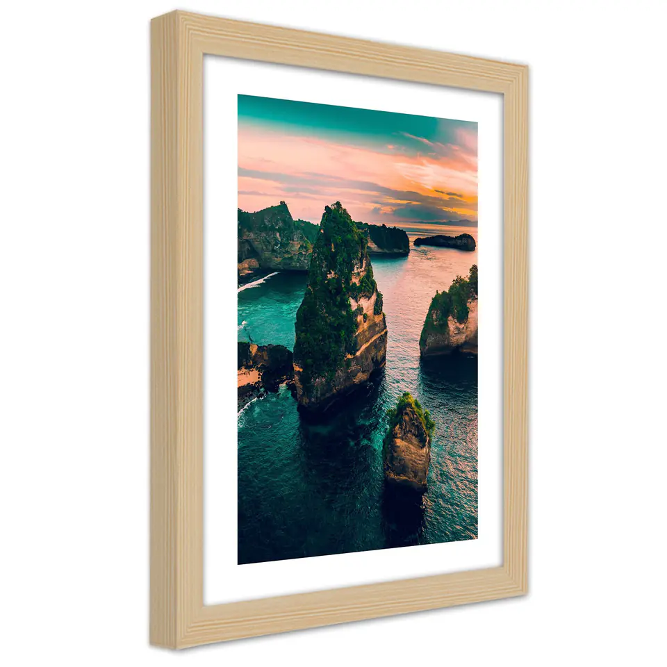 ⁨Obraz w ramie, Skały w turkusowym oceanie (Rozmiar 20x30)⁩ w sklepie Wasserman.eu