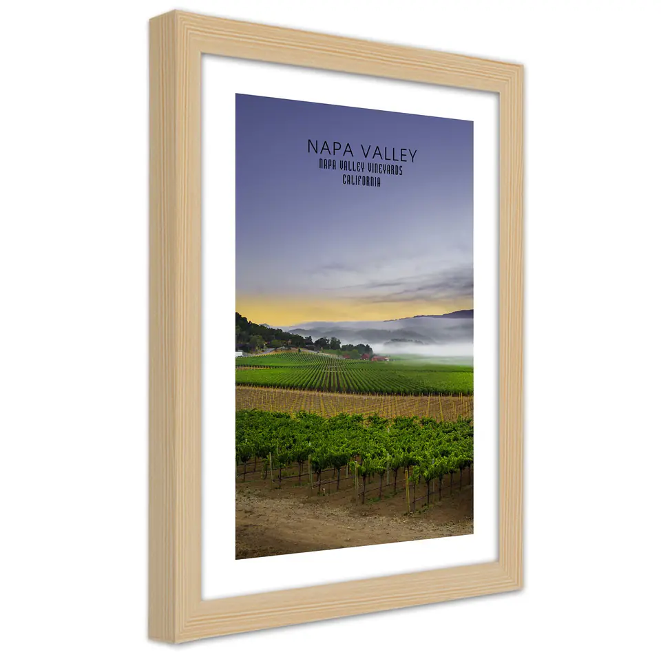 ⁨Natural Frame Poster, Evening at Napa Valley (Size 60x90)⁩ at Wasserman.eu