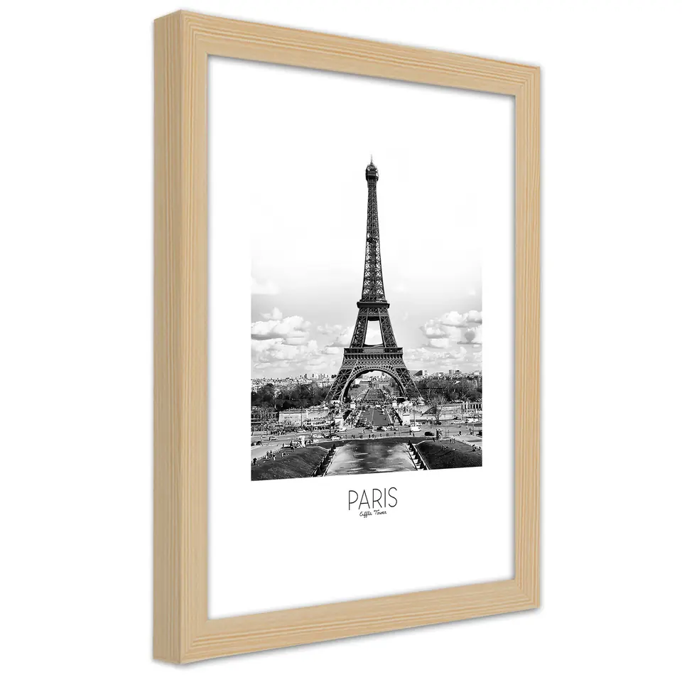 ⁨Natural Frame Poster, Iconic Eiffel Tower (Size 30x45)⁩ at Wasserman.eu