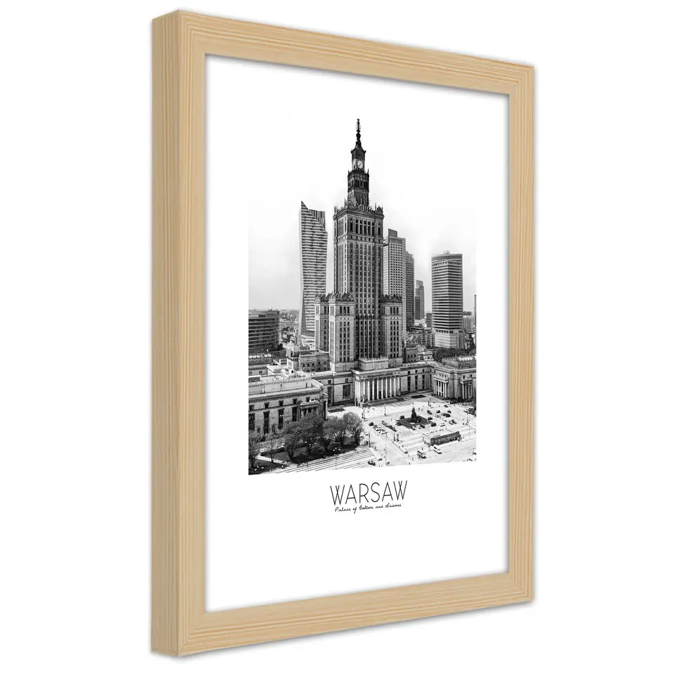 ⁨Natural frame poster, Palace of Culture in Warsaw (Size 30x45)⁩ at Wasserman.eu