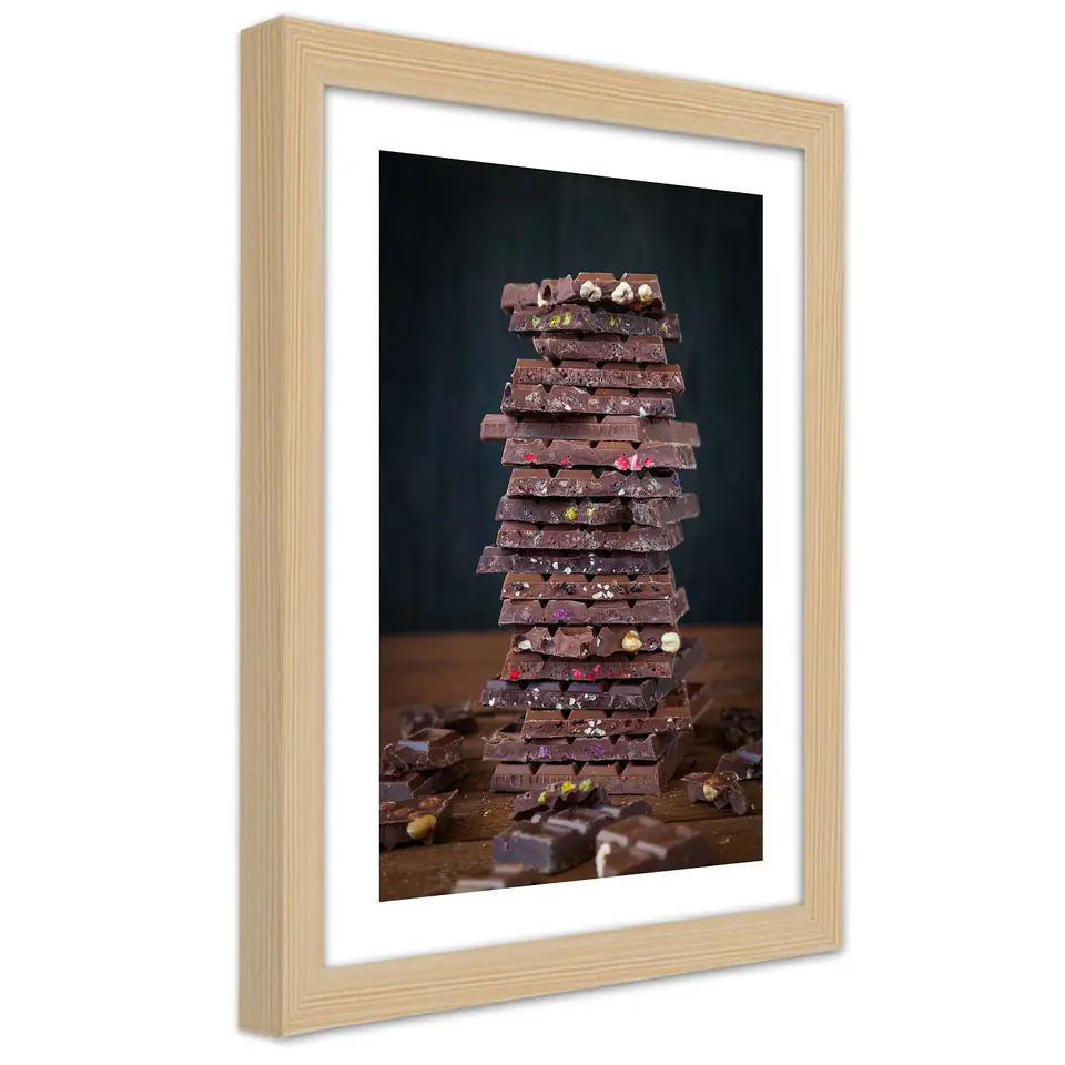 ⁨Natural Frame Poster, Dessert Chocolate Tower (Size 60x90)⁩ at Wasserman.eu