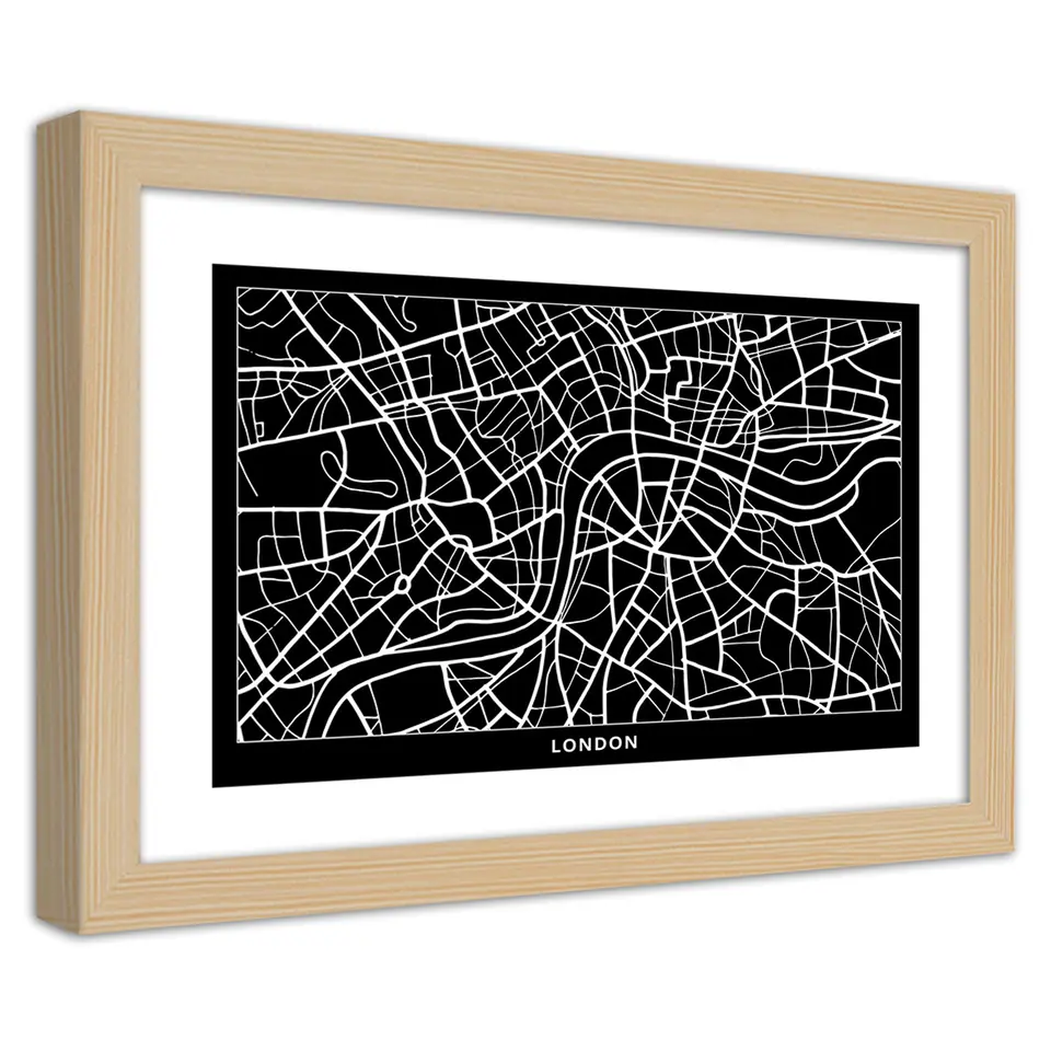 ⁨Natural Frame Poster, City Plan London (Size 30x20)⁩ at Wasserman.eu