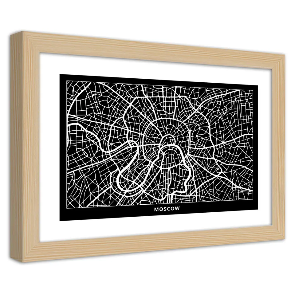 ⁨Natural frame poster, City plan Moscow (Size 30x20)⁩ at Wasserman.eu