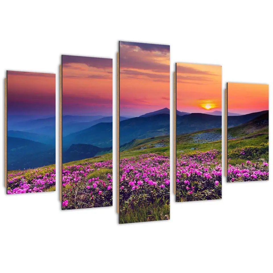 ⁨Five-part image Deco Panel, Sunrise (Size 150x100)⁩ at Wasserman.eu