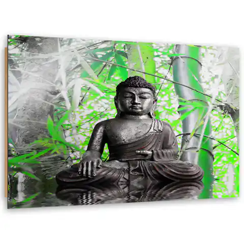 ⁨Image deco Panel, Buddha and leaves (Size 60x40)⁩ at Wasserman.eu