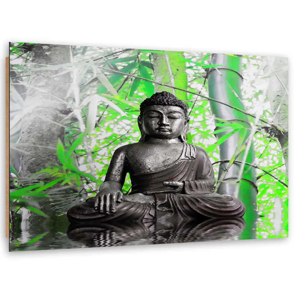 ⁨Obraz Deco Panel, Budda i liście (Rozmiar 120x80)⁩ w sklepie Wasserman.eu