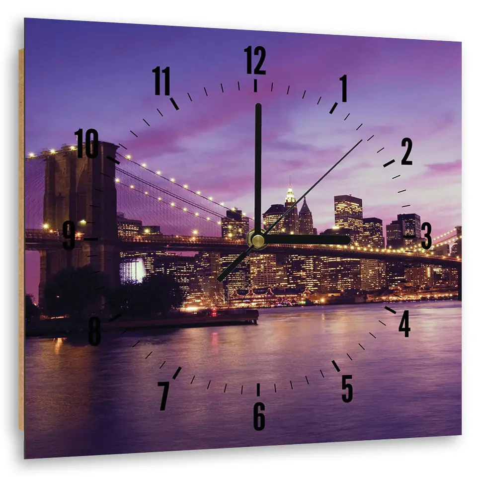 ⁨Picture with clock, New York at dusk (Size 40x40)⁩ at Wasserman.eu