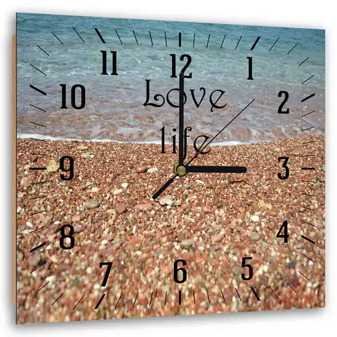 ⁨Obraz z zegarem, Morski brzeg i kamienie (Rozmiar 60x60)⁩ w sklepie Wasserman.eu