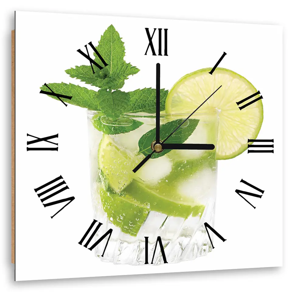 ⁨Picture with clock, Time for Mojito (Size 80x80)⁩ at Wasserman.eu