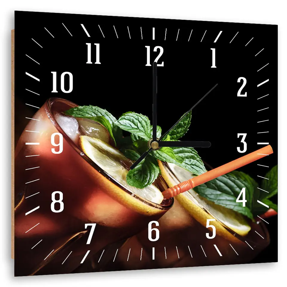 ⁨Picture with clock, Cuba libre cocktail (Size 60x60)⁩ at Wasserman.eu