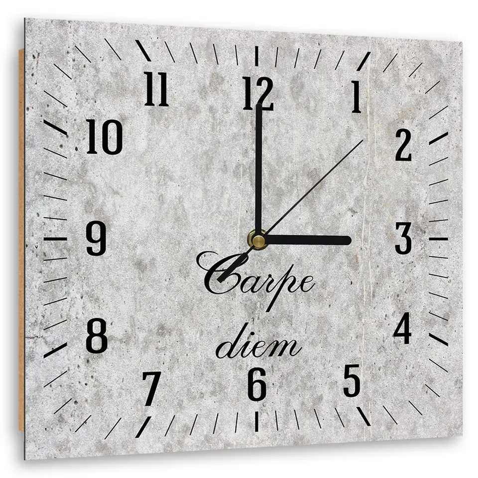 ⁨Picture with clock, Carpe diem on light stone (Size 80x80)⁩ at Wasserman.eu