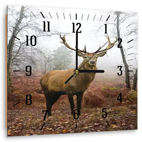 ⁨Picture with clock, Deer (Size 40x40)⁩ at Wasserman.eu