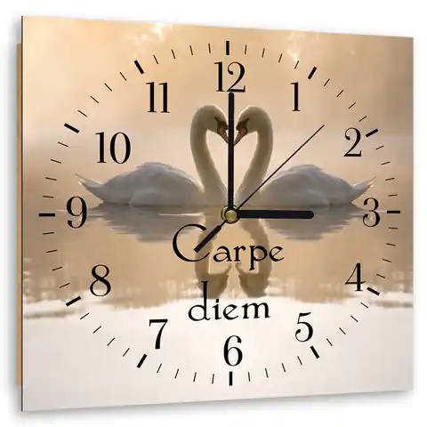 ⁨Obraz z zegarem, Zakochane łabędzie (Rozmiar 40x40)⁩ w sklepie Wasserman.eu